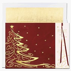 Tree with Stars Bookmark Boxed Christmas Cards
