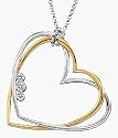 14K Two Toned Gold Diamond Heart Pendant (0.07 cttw.)