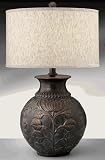 Complements 10805DTB Antique Bronze Resin Kashmir Table Lamp with Tan Shade