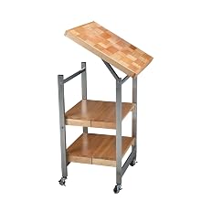 Oasis Concepts Stainless Steel/Wood Folding Kitchen Island, Natural