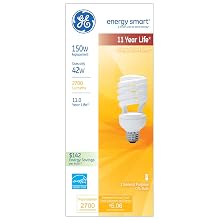 GE Lighting 47452 42 Watt (150 Watt equivalent) Energy Smart Soft White Spiral T4 Light Bulb