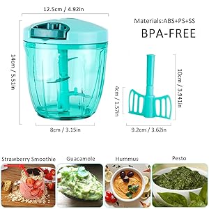 Valuetools Manual Food Processor Vegetable Chopper With 5 Blades