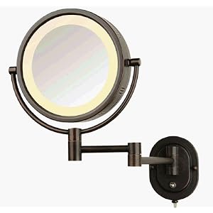 Lighted Hardwired 5x Make up Mirror in a Bronze Finish for Makeup by ChiSupply