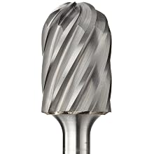 PFERD Cylindrical Carbide Bur, Clog-Resistant, Uncoated (Bright) Finish, Single Cut, Radius End
