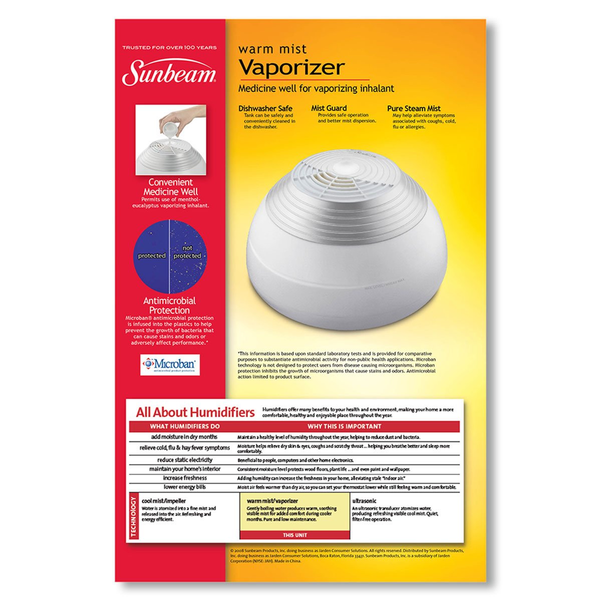 Sunbeam Warm Steam Vaporizer Humidifier 1388800001 , New, Free Shipping eBay