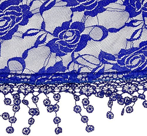 Womens Triangle Floral Sheer Lace Fashion Scarf (Royal Blue)