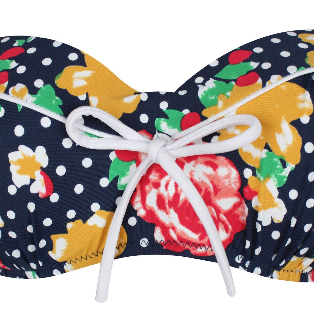 Swimsuit, Abary Vintage High Waisted Flowers Polka Dots Bikini