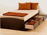 prepac storage bed:Twin Prepac Manhattan Platform Storage Bed in Espresso Finish with Storage Drawers