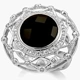 Sterling Silver Ladies Ring W/Natural Onyx Stone - size 5