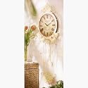 Wall Clock with Stamped Design in Antique White and Cream Finish