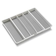Madesmart 2 by 16 by 13-1/4 to 21-1/4-Inch Expandable Utensil Tray, White