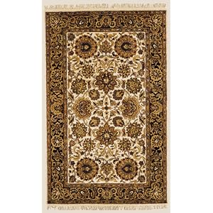 Classic Kashan Ivory-Black Rug Size: 5' x 8'