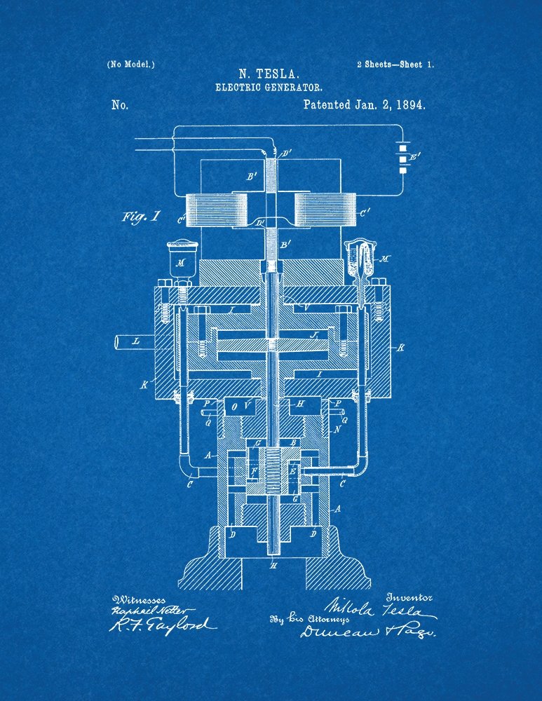 Amazon.com: Tesla Alternating Electric Current Generator Patent ...