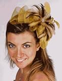 Cocktail hat 5618 with head band in gold/brown color