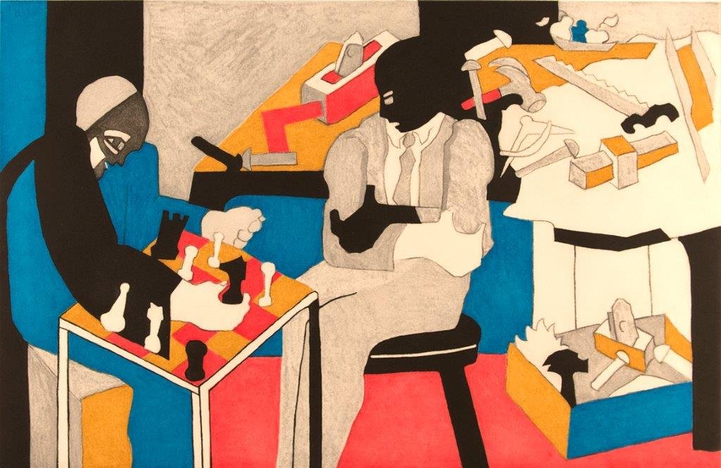 Amazon.com Art: Two Builders Playing Chess : Etching : Jacob Lawrence