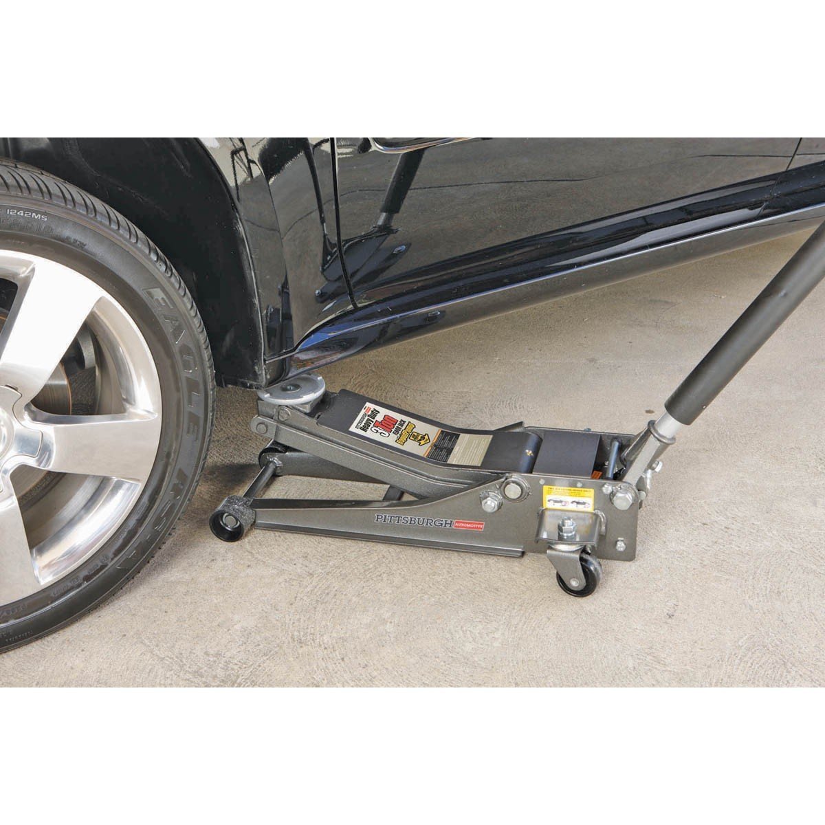 Pittsburg 3 Ton Low Profile Floor Jack and Jack Stands Set Combo with