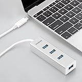 Inateck USB3.0 4ポートハブ　ユニボディハブ　Type-C機器対応　New MacBook、ChromeBook Pixel、Huawei Nexus 6 、LG Nexus 5X に対応　アルミ製