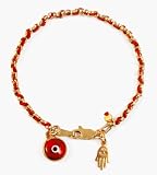 14K Gold Vermeil Kabbalah Evil Eye and Hamsa Bracelet, 7.5 inches
