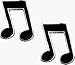 1/8th Music Note - 2 FOR THE PRICE OF ONE!!! - Embroidered Iron On or Sew On Patches