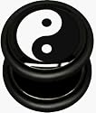 Body Jewellery Fake Ear Plug - Yin Yang. Illusion of a 10mm Stretched Ear Piercing