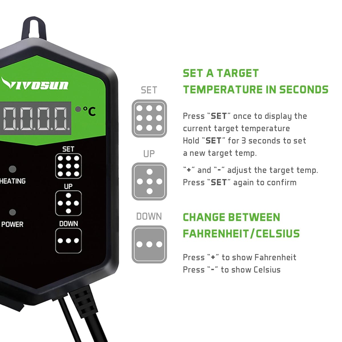 VIVOSUN 10"x20" Seedling Heat Mat and Digital Thermostat Combo Set MET