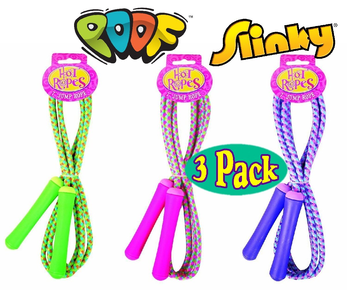 POOFSlinky Hot Ropes 7' Jump Rope Gift Set Bundle Assorted Colors 3 Pack