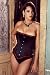  : Vollers Black Satin Corset with Red Embroidery