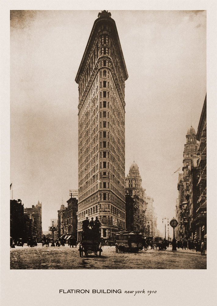 Amazon.com: Flatiron Building, New York, 1910. Black & White Sepia ...