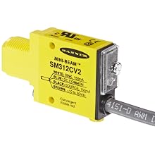 Banner SM312CV2 Mini Beam DC Photoelectric Sensor, Convergent Mode, Cable Termination, 43mm Sensing Range, 2m Cable Length