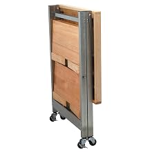 Oasis Concepts Stainless Steel/Wood Folding Kitchen Island, Natural