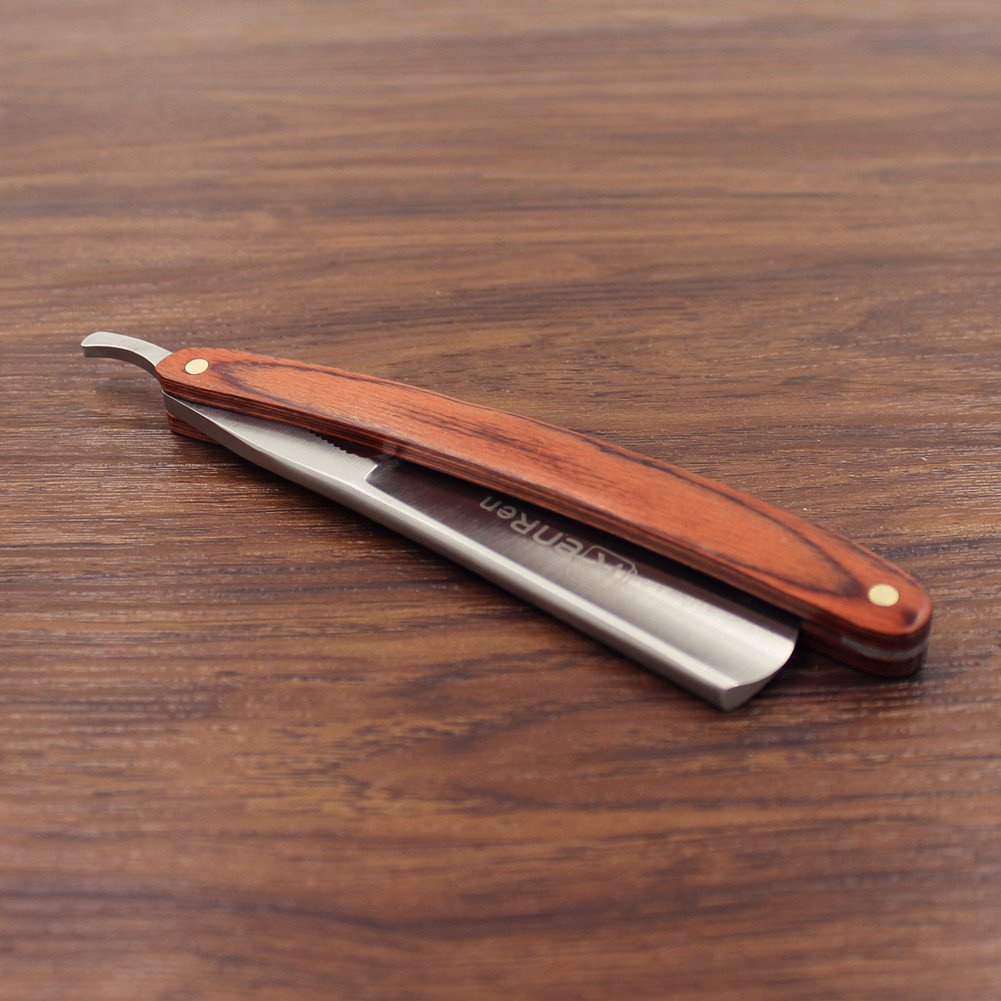 Vintage Design Cut Throat Brown Wooden Handle Straight Razor Folding