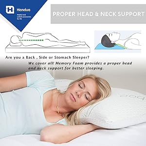 Handua Queen Size Bamboo Pillow Shredded Memory Foam Pillow