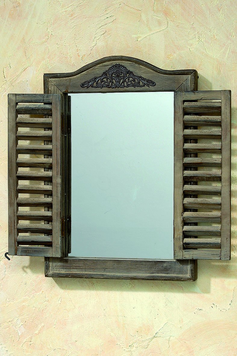The French Country Style Rustic Window Mirror with Shutters