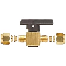 Parker 4A-PR4-VT-B Brass Plug Valve, 1/4" A-Lok Compression Fitting
