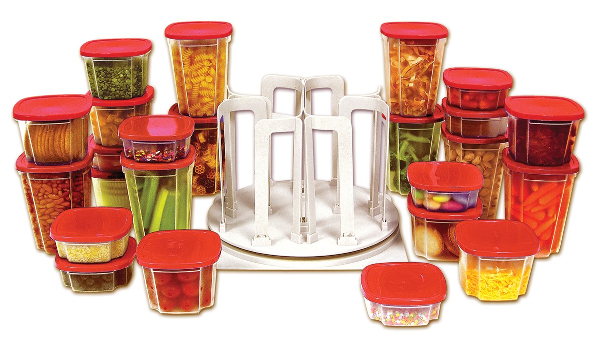 49 PIECE SWIRL AROUND CAROUSEL ORGANIZER RED STORAGE FOOD CONTAINERS) eBay
