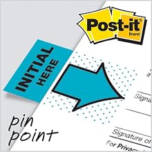 Post-it  Message Flags, "Initial Here", Blue, 1-Inch Wide, 50/Dispenser, 2-Dispensers/Pack