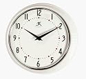 Infinity Instruments Retro Round Metal Wall Clock, White