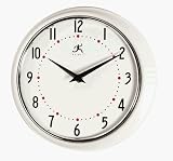 Infinity Instruments Retro Round Metal Wall Clock, White