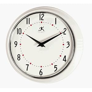 Infinity Instruments Retro Round Metal Wall Clock, White