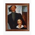 Art Reproduction Oil Painting - Jacques and Berthe Lipchitz with Verona Cafe - Coffee Brown Patina Finish - Standard 20"x24" - Hand Painted Framed Canvas Art