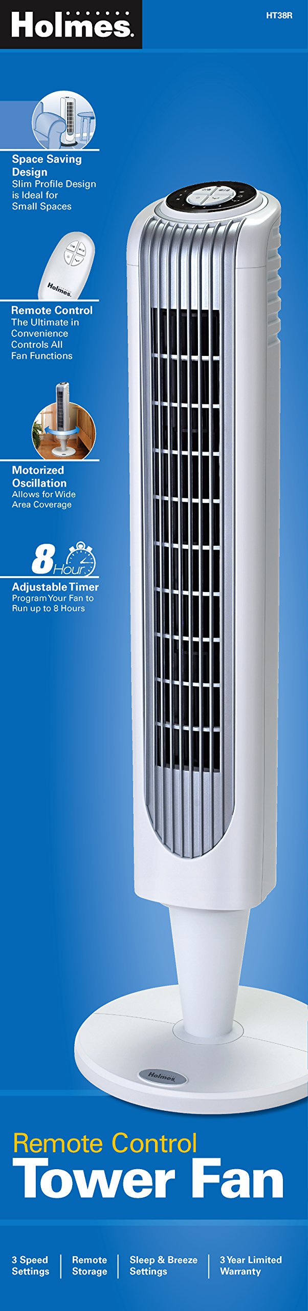 Galleon Holmes 36 Inch Oscillating Tower Fan With Remote Control