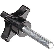 Davies Thermoset Four Arm knob, Flute Rim, Threaded Stud, 3/8"-16 Thread Size X 2" Thread Length, 2" Diameter (Pack of 5)