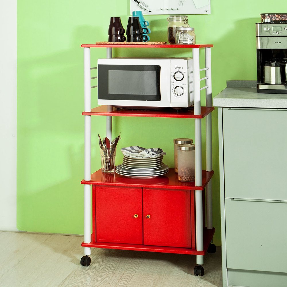 SoBuy Mikrowelleregal, Küchenschrank, Rollschrank, Küchenregal,FRG12-R