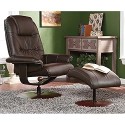 overstuffed leather chair with ottoman