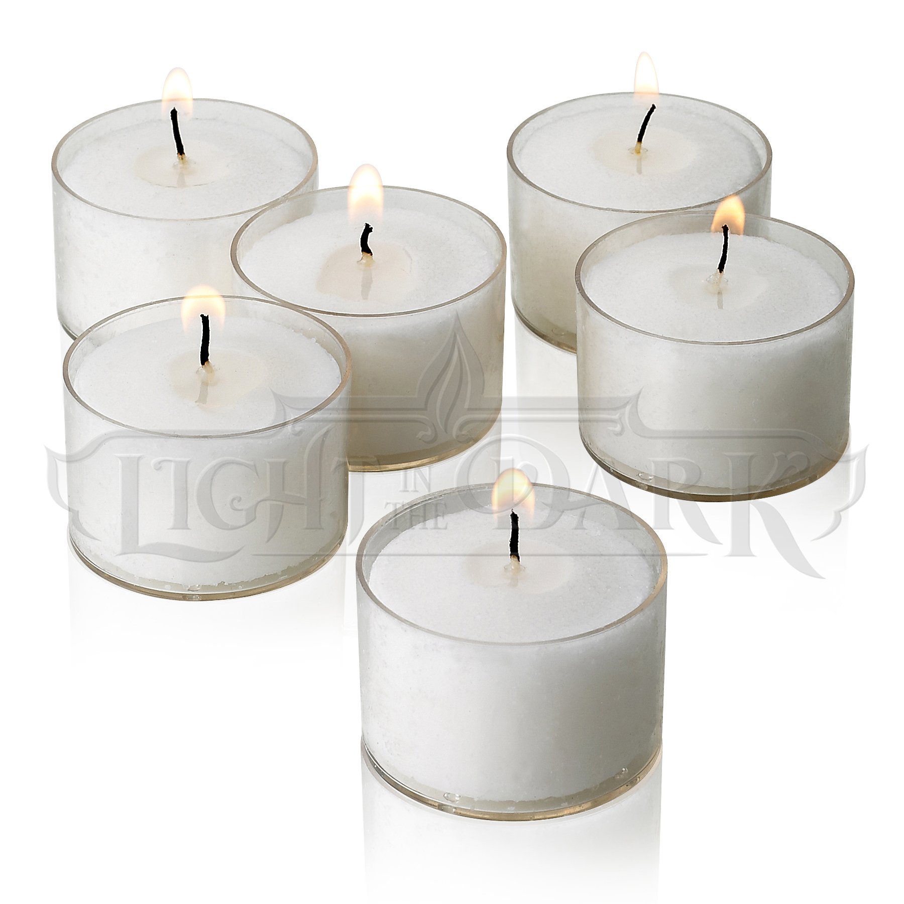 Set of 36 White Tealight Candles with Clear Cup Burn 8 Hour Unscented