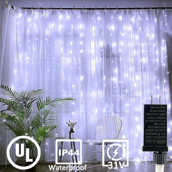 300 Led Curtain String Lights Plug In Window Fairy Lights