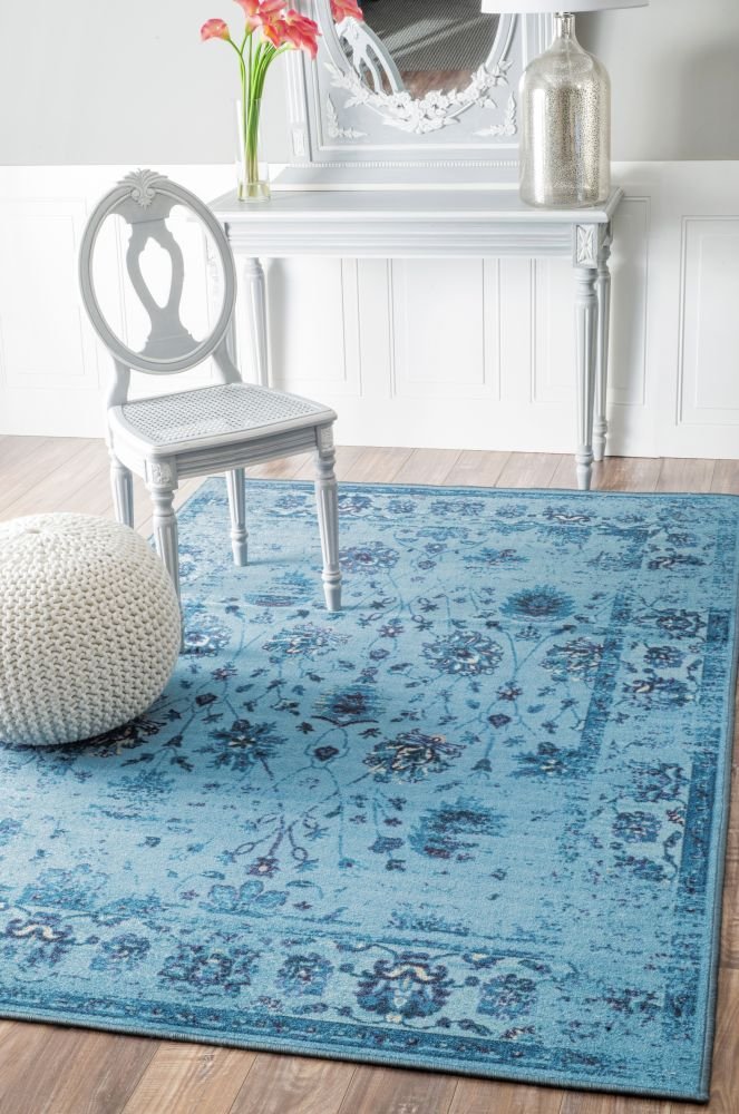 Amazon.com - Light Blue Traditional French Floral Wool Persian ...