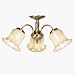 Antique Plated Amber Glass 3 Lamp Ceiling Light
