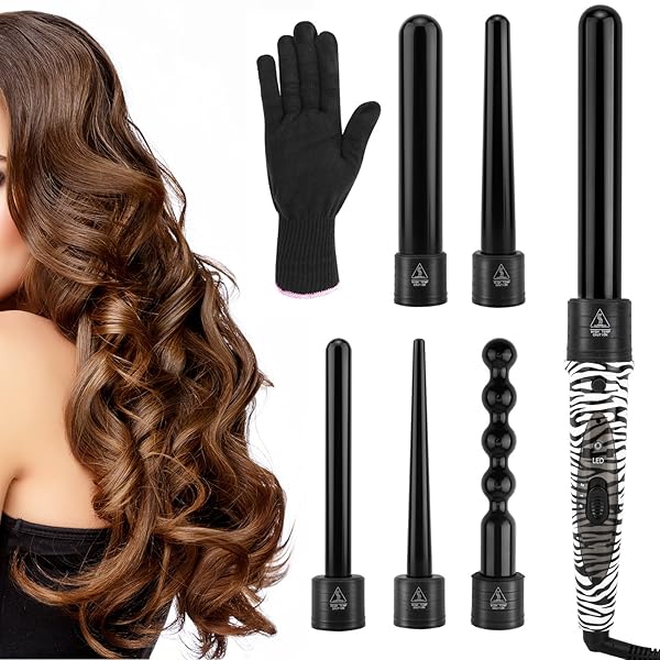 Luxspire 6 In 1 Hair Curling Wand Professional Hair Curler With