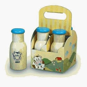 BIGJIGS A Crate of 4 Milk Bottles